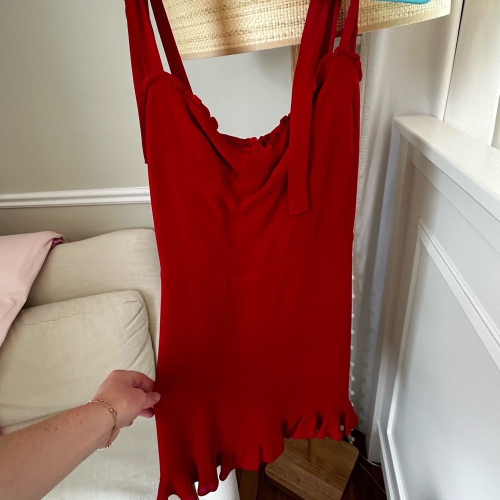 Reformation Red Slip Dress Cowl Neck Sleeveless